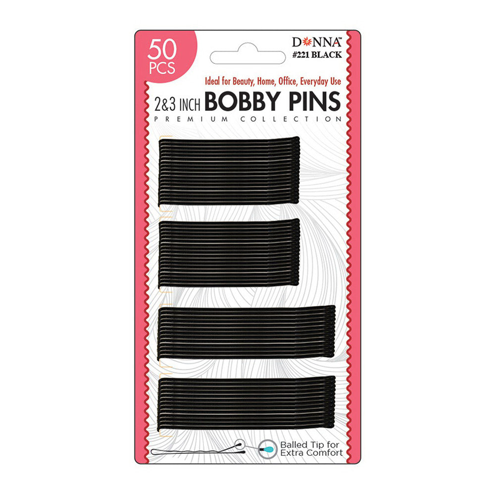 Donna 2 and 3 Inch Bobby Pins, 221 Black, 50 Ea
